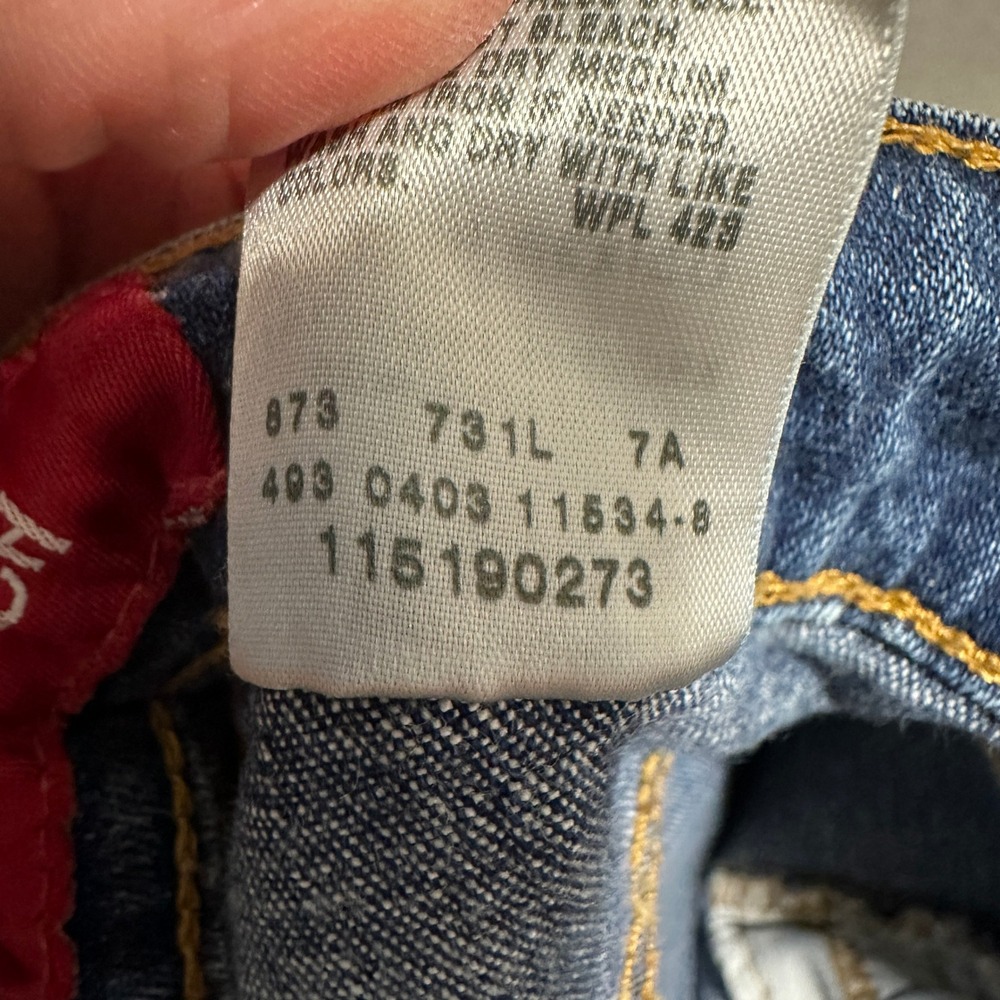 Levi's 519 Low Flare Jeans 13 JR Womens 32x31 Medium Wash Distressed Raw Hem Y2K - Picture 12 of 16